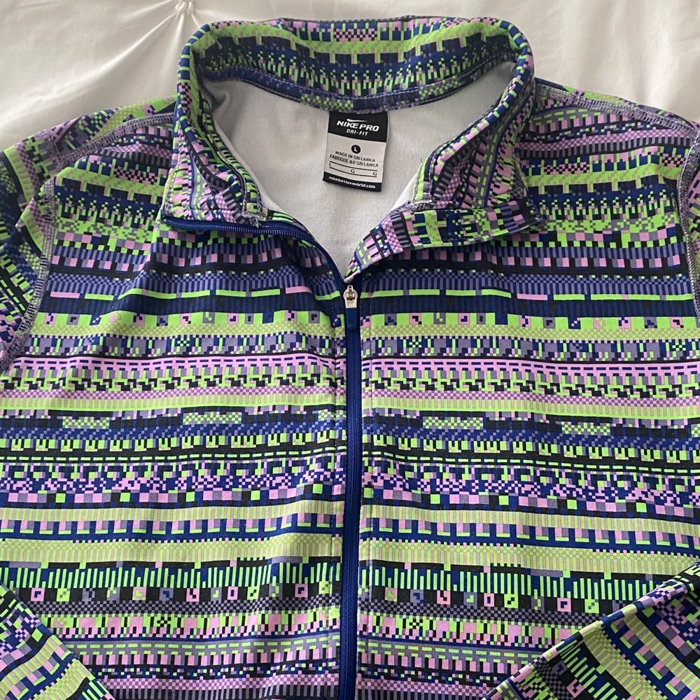 Nike Multicolor Patterned Varsity Jacket Size L - image 1
